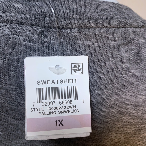 NWT STYLE & CO. SNOWFLAKE GRAPHIC HEATHERED SWEATSHIRT - 1x - Picture 6 of 6